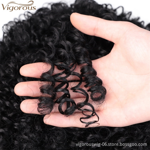 Vigorous Afro Kinky Curly Wigs with Bangs Short Fiber Black Curly Heat Resistant Synthetic hair Wigs for Black Women